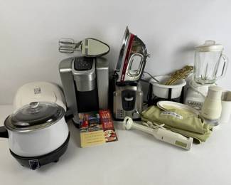Keurig Coffee Maker, Shark Iron, West Bend Cooker and Assorted Small Kitchen Appliances