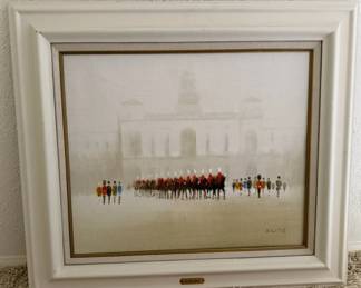 Anthony Klitz Framed Painting of Buckingham Palace Guards, Signed