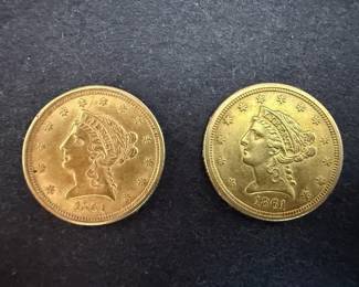  06 Pair of Liberty Head Gold Coins with Ring Holders 8.33g 