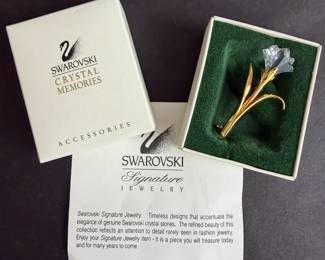 Swarovski Crystal Memories Rose Brooch with Original Box Insert