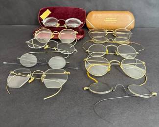 Collection of Antique 12K GoldFilled Eyeglasses with Cases