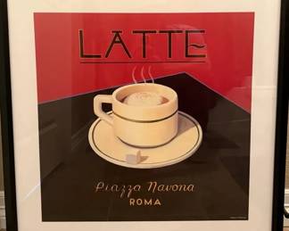 Framed Latte  Piazza Navona Roma Cafe Print