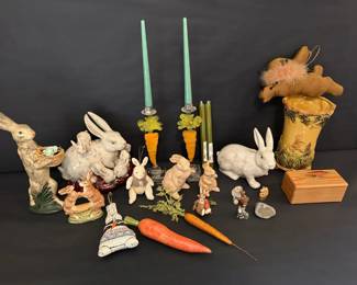 Assorted Easter Rabbit Decor with Candlesticks and Accents
