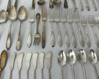 Vintage Silver Plated Flatware Assortment Mixed Patterns  4.84 lbs Total