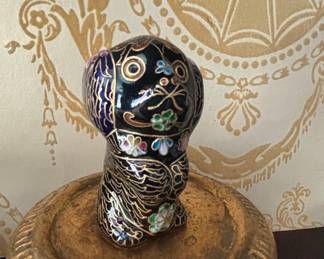 Vintage Cloisonné Enamel Dog Figurine