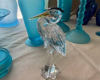 Swarovski Crystal Silver Heron Figurine #221627