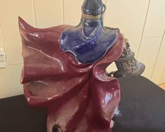 Guan Yu Warrior Figurine - Shiwan Pottery