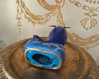 Cloisonné Enamel Fish Figurine on Pedestal