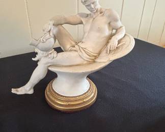 Porcelain Figurine of a Reclining Male Figure by Giuseppe Café