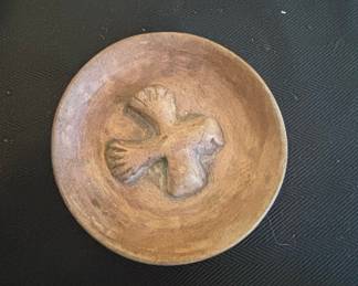 Vintage Ceramic Trinket Dish with Embossed Bird