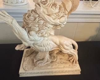 A. Santini "Hercules and the Nemean Lion" Sculpture