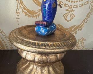 Cloisonné Enamel Fish Figurine on Pedestal