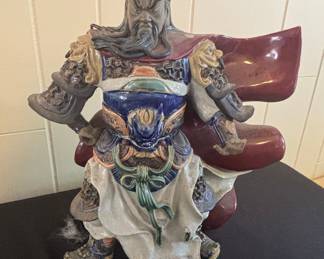 Guan Yu Warrior Figurine - Shiwan Pottery