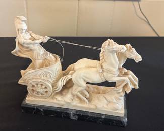 A. Santini "Classic Figure" Sculpture of a Roman Chariot Race, "FARO"