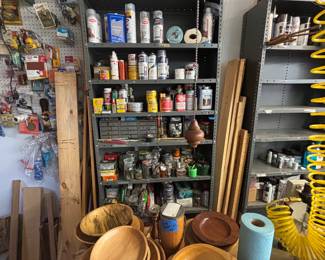 Hand caved bowls shelf supplies