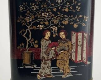 Vintage Chinoiserie Tea Tin Table Lamp Details