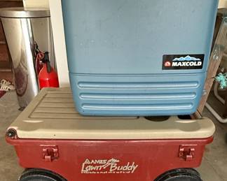 Igloo MAXCOLD Cooler and Ames Lawn Buddy Wagon