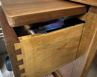 Vintage Wood Executive Desk Drawer Detail