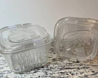 Vintage Molded Clear Glass Refrigerator Dishes with Lids