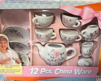 Childrens Porcelain Tea Set with Pink Roses