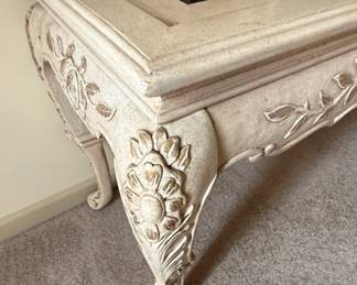 Vintage French Provincial Style Carved Console Table Detail