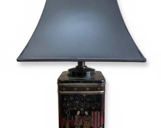 Vintage Chinoiserie Tea Tin Table Lamp