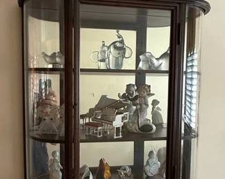 Vintage Federal Curved Glass Wall Curio Cabinet