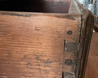 Antique Oak Farmhouse Work Table with Drawer Detail