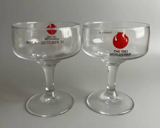 Worlds Fair Collectible Souvenir Champagne Glasses
