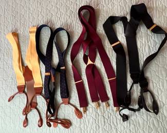Assorted Mens Suspenders with Leather Button Tabs and Metal Clasps