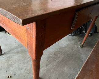 Antique Oak Farmhouse Work Table with Drawer