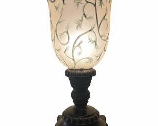 Table Lamp with Frosted Glass Shade and Decorative Base