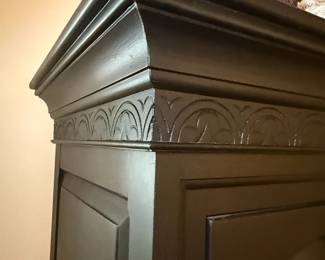 Black Wooden Media Armoire Detail