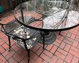 Glass Top Patio Table and Chairs