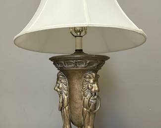 Fluted Urn Table Lamp with Lion Head Accents
