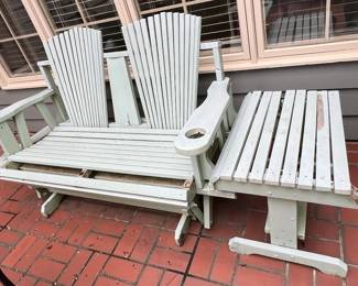 Adirondack Loveseat Glider with Side Table