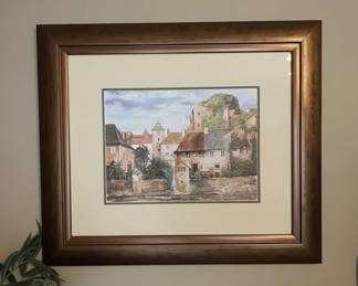 Framed/Matted Classic French Village Scene