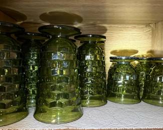 Avocado Green Cubist Pattern Tumblers