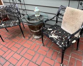 Patio Chairs and Glass Top Side Table