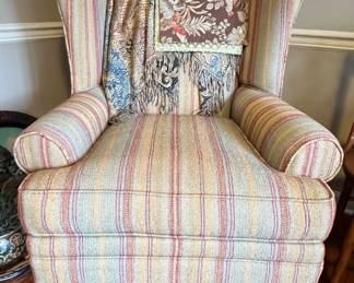 Striped Wingback Armchair
