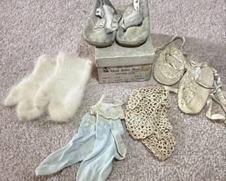Vintage Mrs. Days Ideal Baby Shoes with Socks, Mittens and Slippers
