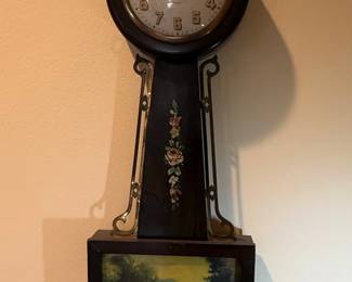 Gilbert Banjo Clock with Country Scene Panel