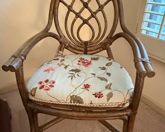 Oval Back Arm Chair with Floral Cushion