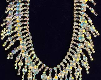 Aurora Borealis Rhinestone Waterfall Necklace