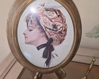 Harrison Fisher An Old Soul Lithograph in Oval Frame