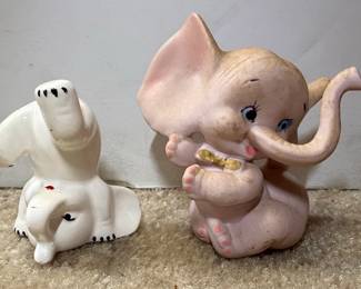 Vintage Fairah Import Co. and Papal Imports Ceramic Elephant Figurines