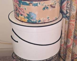 Stack of Five Decorative Round Hat Boxes