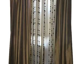 Luxury Perry Homework Collection 7Piece Eclectic Curtain With Beads and Curtain Rod