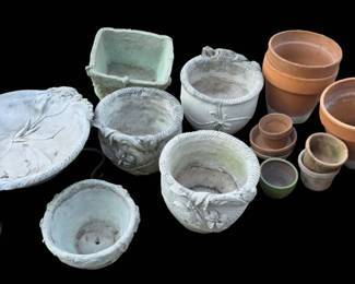 Vintage Concrete Clay Planters