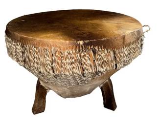 African Hide Drum Coffee Table c. 1960s